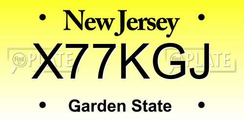 X77KGJ New Jersey License Plate