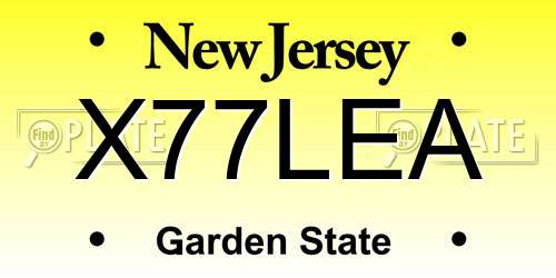X77LEA New Jersey License Plate