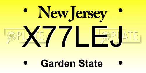 X77LEJ New Jersey License Plate