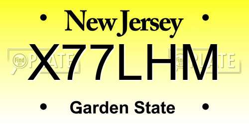 X77LHM New Jersey License Plate