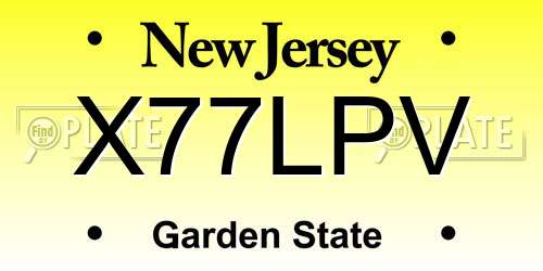 X77LPV New Jersey License Plate