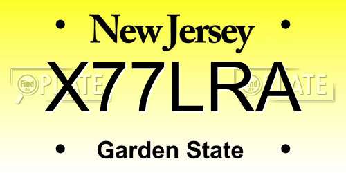 X77LRA New Jersey License Plate