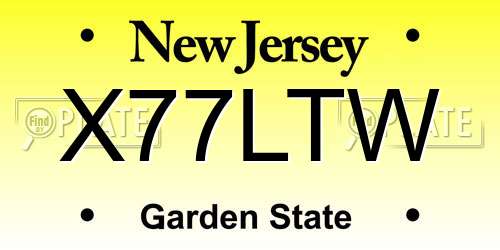 X77LTW New Jersey License Plate
