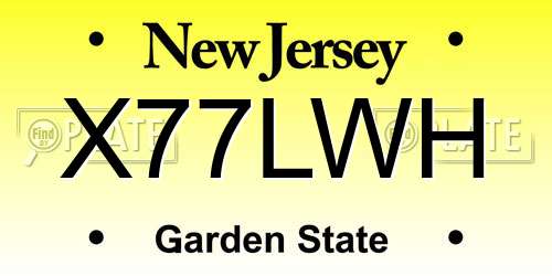 X77LWH New Jersey License Plate