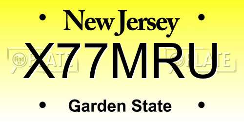 X77MRU New Jersey License Plate