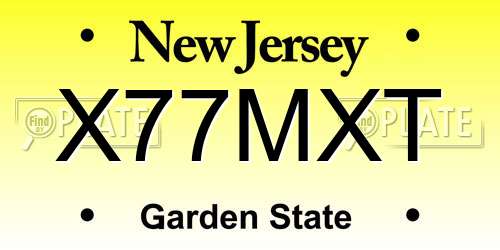 X77MXT New Jersey License Plate