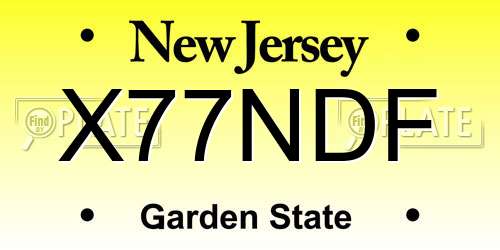 X77NDF New Jersey License Plate