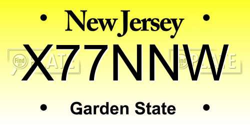 X77NNW New Jersey License Plate