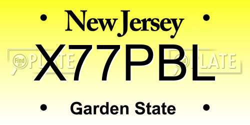X77PBL New Jersey License Plate