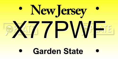 X77PWF New Jersey License Plate