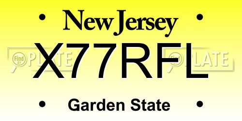 X77RFL New Jersey License Plate