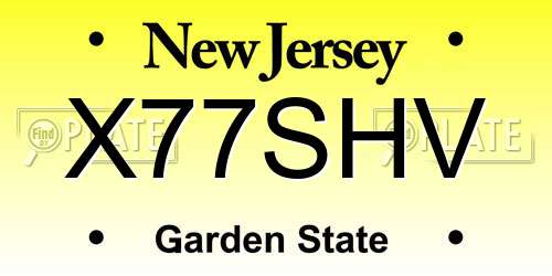 X77SHV New Jersey License Plate