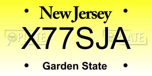 X77SJA New Jersey License Plate