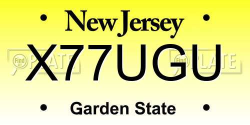 X77UGU New Jersey License Plate
