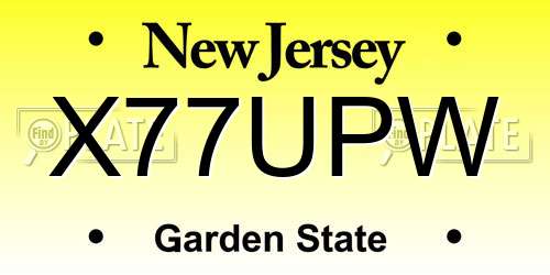 X77UPW New Jersey License Plate