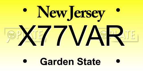 X77VAR New Jersey License Plate