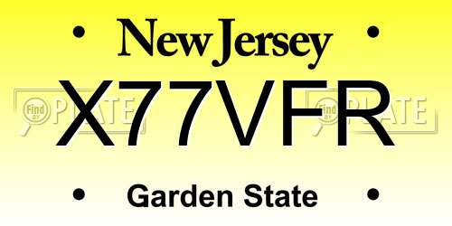 X77VFR New Jersey License Plate