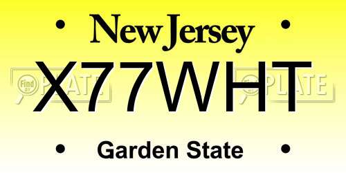 X77WHT New Jersey License Plate