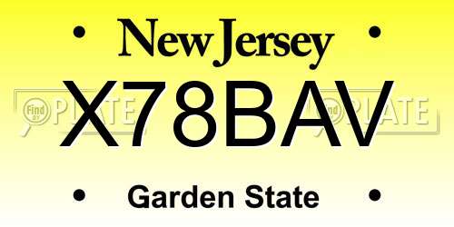 X78BAV New Jersey License Plate