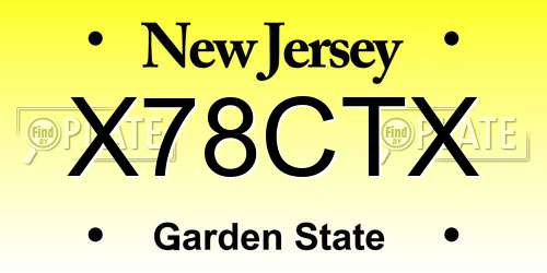 X78CTX New Jersey License Plate