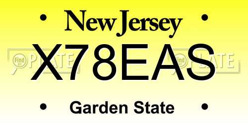 X78EAS New Jersey License Plate