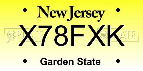 X78FXK New Jersey License Plate