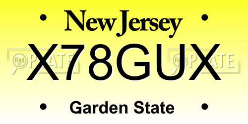 X78GUX New Jersey License Plate