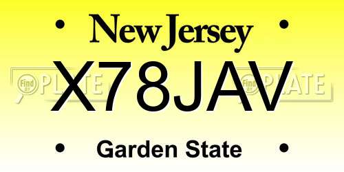 X78JAV New Jersey License Plate