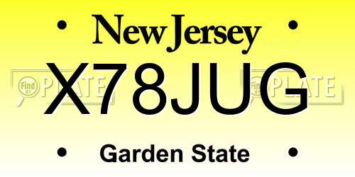 X78JUG New Jersey License Plate