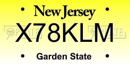 X78KLM New Jersey License Plate