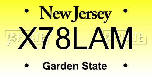 X78LAM New Jersey License Plate