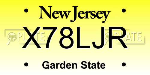 X78LJR New Jersey License Plate