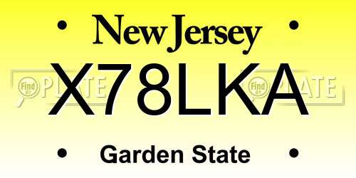 X78LKA New Jersey License Plate