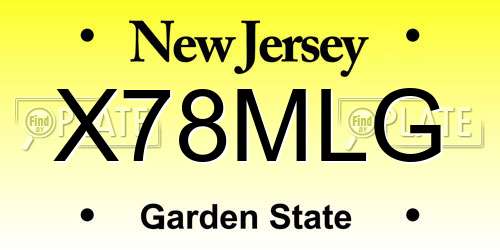 X78MLG New Jersey License Plate
