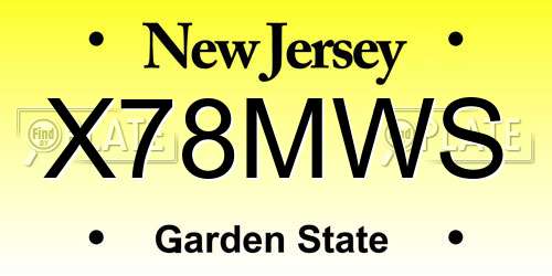 X78MWS New Jersey License Plate