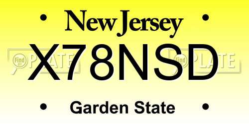 X78NSD New Jersey License Plate
