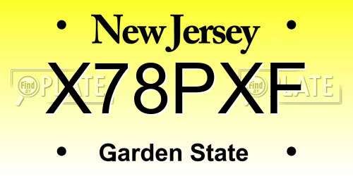 X78PXF New Jersey License Plate