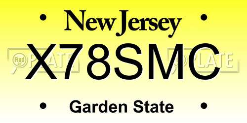 X78SMC New Jersey License Plate
