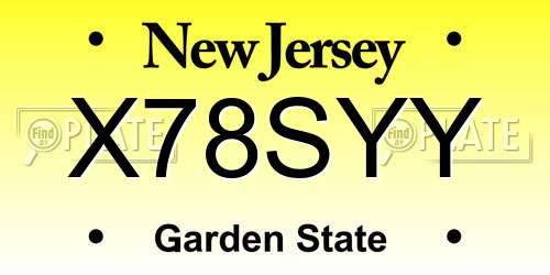 X78SYY New Jersey License Plate