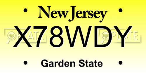 X78WDY New Jersey License Plate