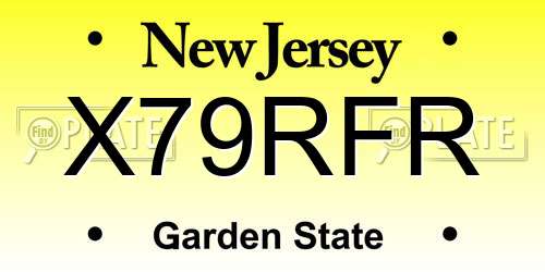 X79RFR New Jersey License Plate