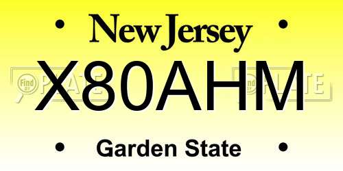 X80AHM New Jersey License Plate