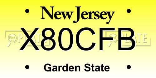 X80CFB New Jersey License Plate