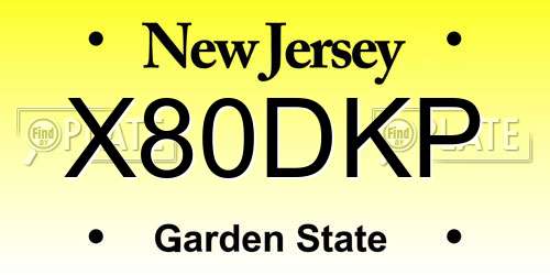 X80DKP New Jersey License Plate