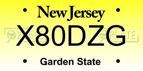 X80DZG New Jersey License Plate
