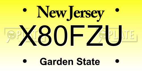 X80FZU New Jersey License Plate