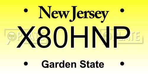 X80HNP New Jersey License Plate
