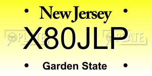 X80JLP New Jersey License Plate