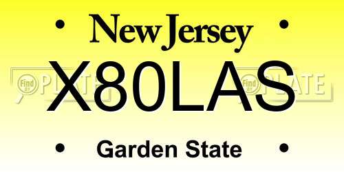 X80LAS New Jersey License Plate