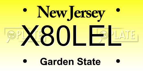 X80LEL New Jersey License Plate